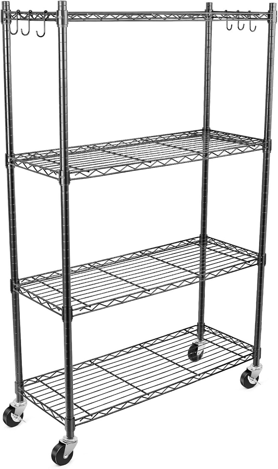 4-Tier Storage Shelves, Heavy Duty Metal Shelves Wire Rack Shelving Unit, Adj...
