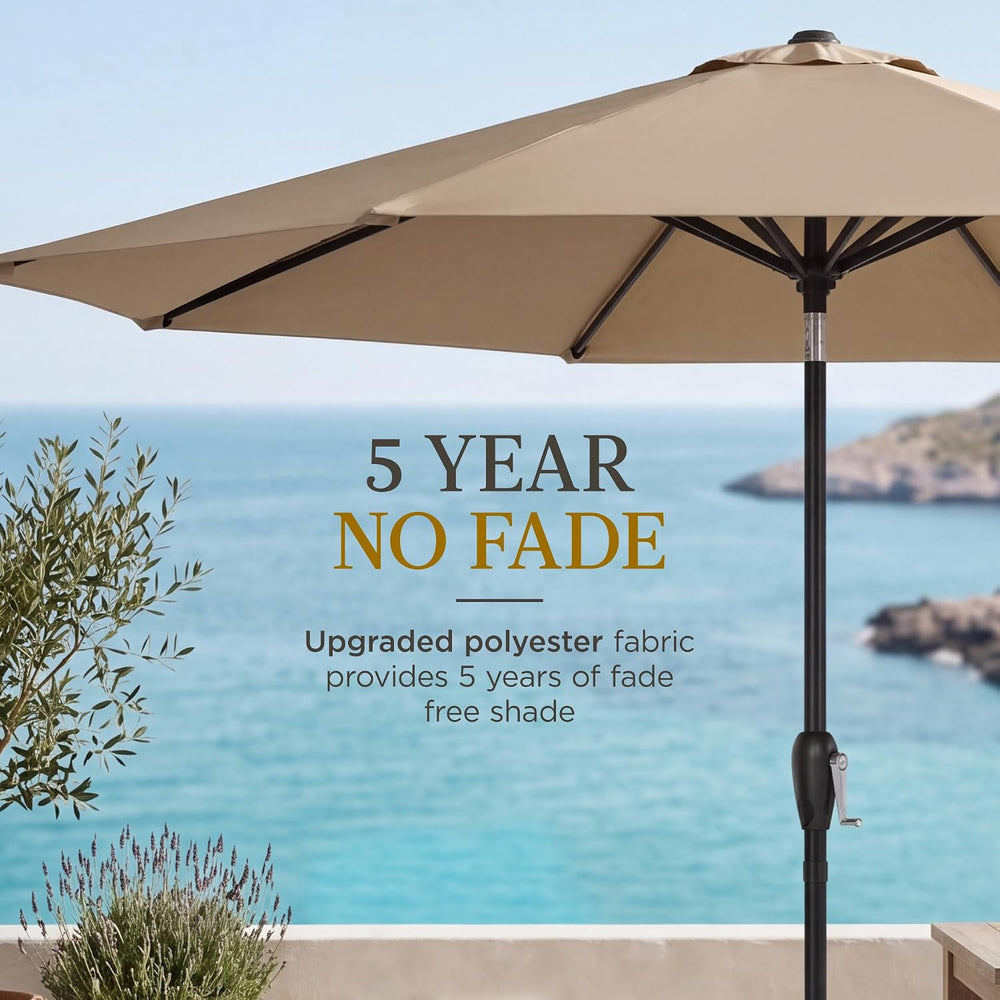 9ft Commercial Grade Patio Umbrella, 5-Year Fade Resistant 260 GSM Polyester ...
