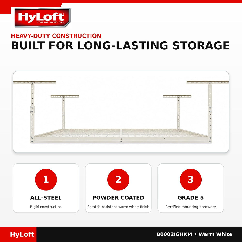 HyLoft Overhead adjustable Garage Storage Rack,Heavy Duty Steel Garage Storag...