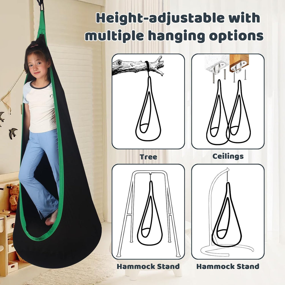 Sensory Pod Swing Hanging Seat Hammock Chair (Black)