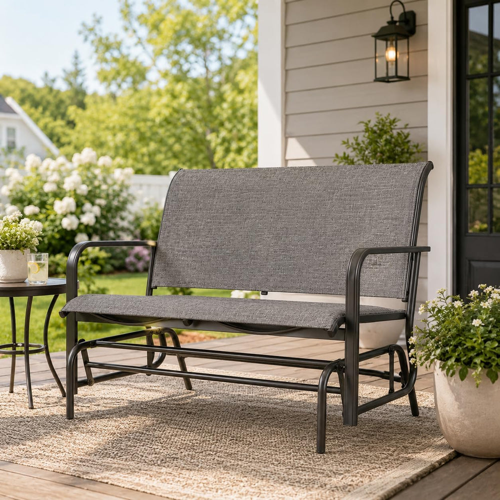 JY QAQA 2-Person Outdoor Glider Bench, Breathable Fabric Patio Double Rocking...