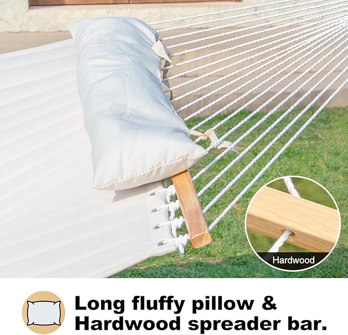 2 Person 12FT Hammocks for Outside, Double Quilted Fabric Outdoor Hammock wit...