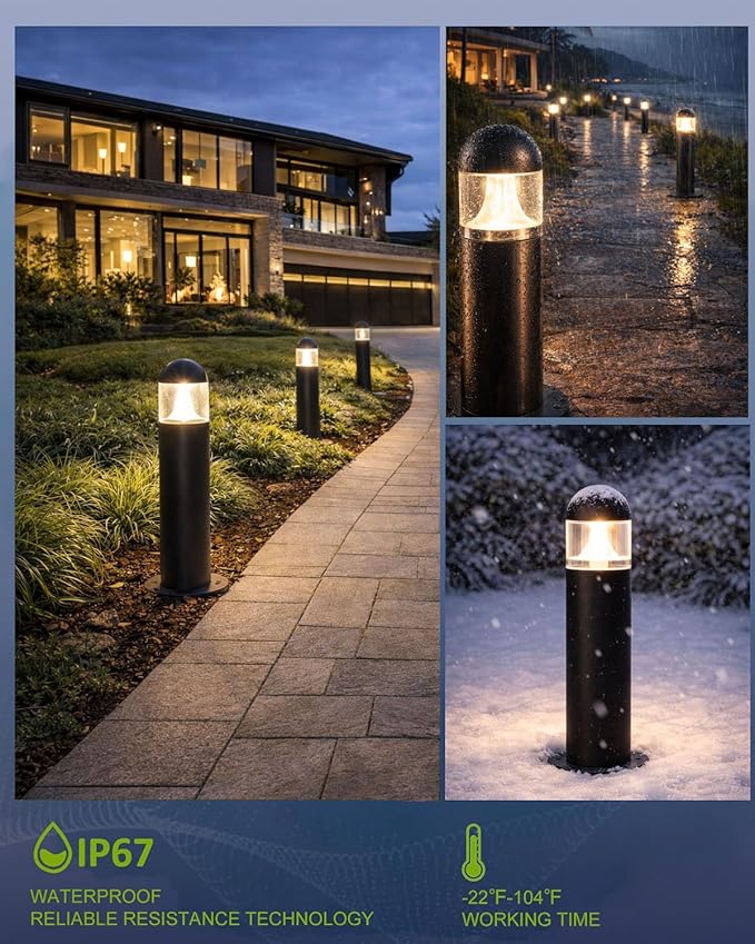 8 Pack Aluminum Low Voltage Landscape Pathway Lights Wired, Outdoor Modern 12...
