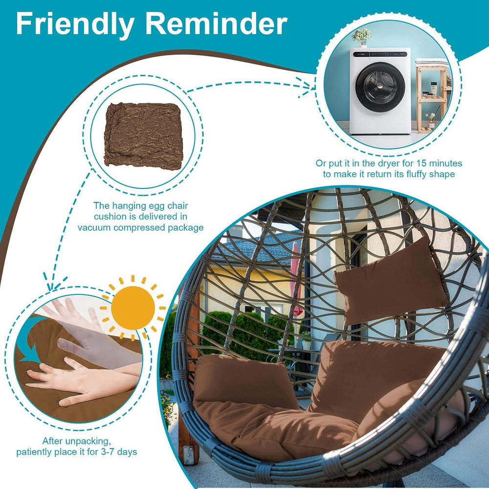 Outdoor Egg Chair Cushion, Soft Hanging Egg Chair Cushion Replacement, Washab...