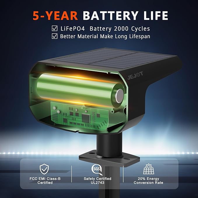 Solar Lights Outdoor Waterproof IP65, Super Bright LED with Lens, 3000K 2 Lig...