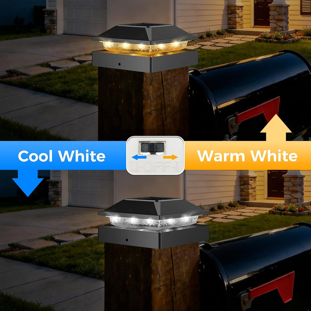 Peasur 4x4 Solar Post Cap Lights 10 Pack,2 Modes Post Lights Solar Powered