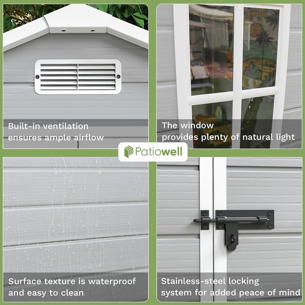 Patiowell 6x4 FT Resin Outdoor Storage Shed with Floor, Light Gray