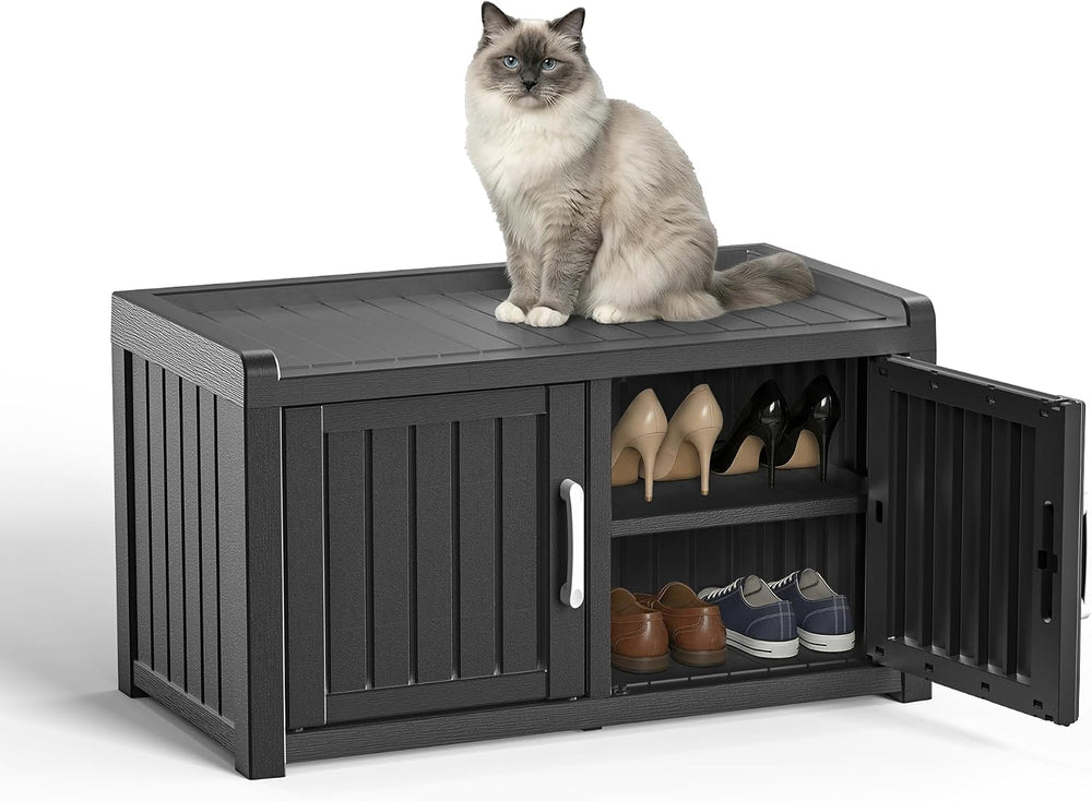 EFU Shoe Bench with Storage, Shoe Cabinet Waterproof, Storage Bench Outdoor