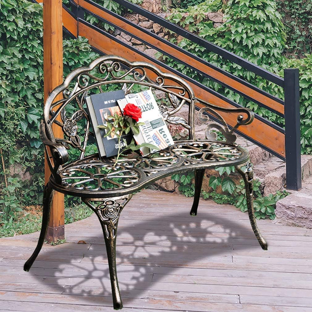 Dkeli Garden Bench Outdoor Bench Park Benches for Outdoors Metal Aluminum Por...