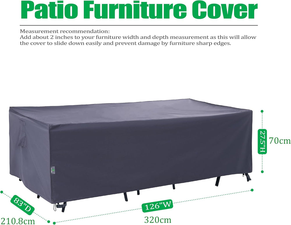 F&J Outdoors Large Patio Furniture Covers, Grey, 126"W x 83"D x...