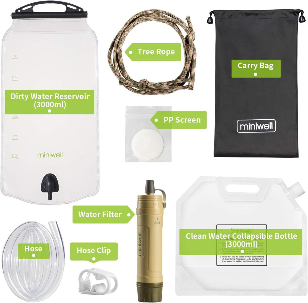 miniwell Gravity Water Purifier Straw Fairly Light and Easily Packed. Multi U...