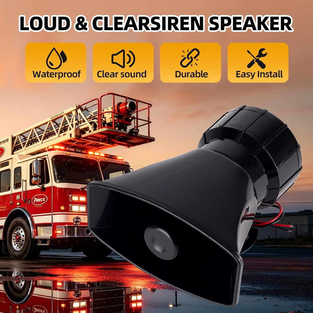 12V Car Siren Speaker PA System, Emergency Alarm Horn with Mic for Truck