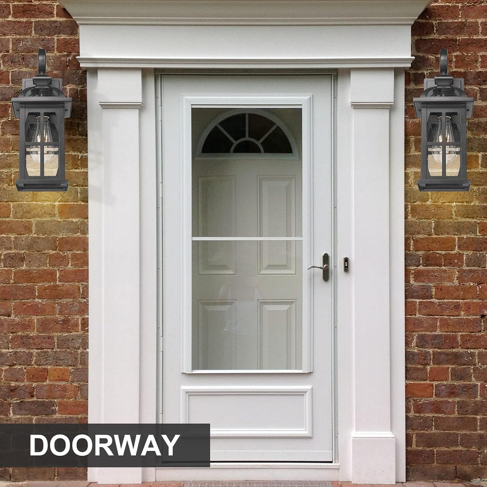 Darkaway Outdoor Wall Lights, Exterior Light Fixture with Seeded Glass, Alumi...