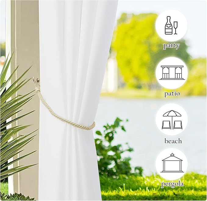 NICETOWN Canvas Outdoor Curtains for Patio Waterproof Extra Wide, Rustproof G...