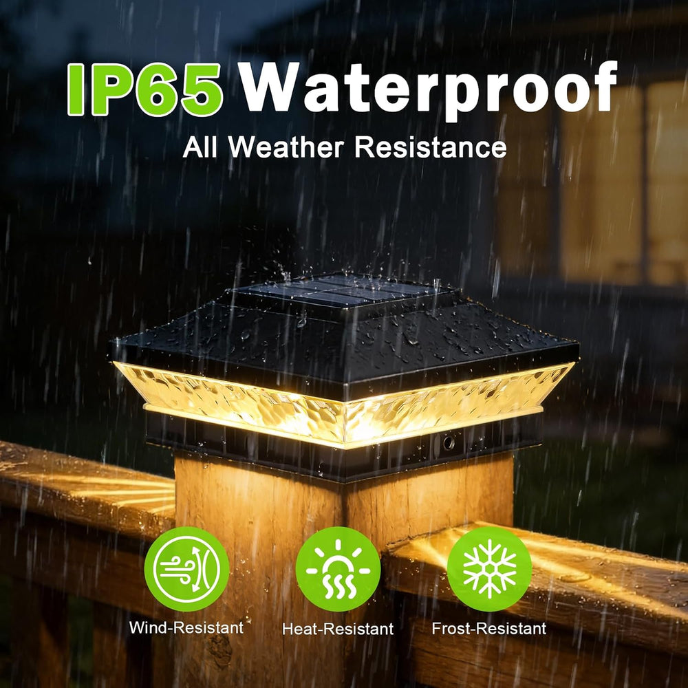 Brightever 4x4 3.5x3.5 Solar Post Cap Lights 6-Pack Black