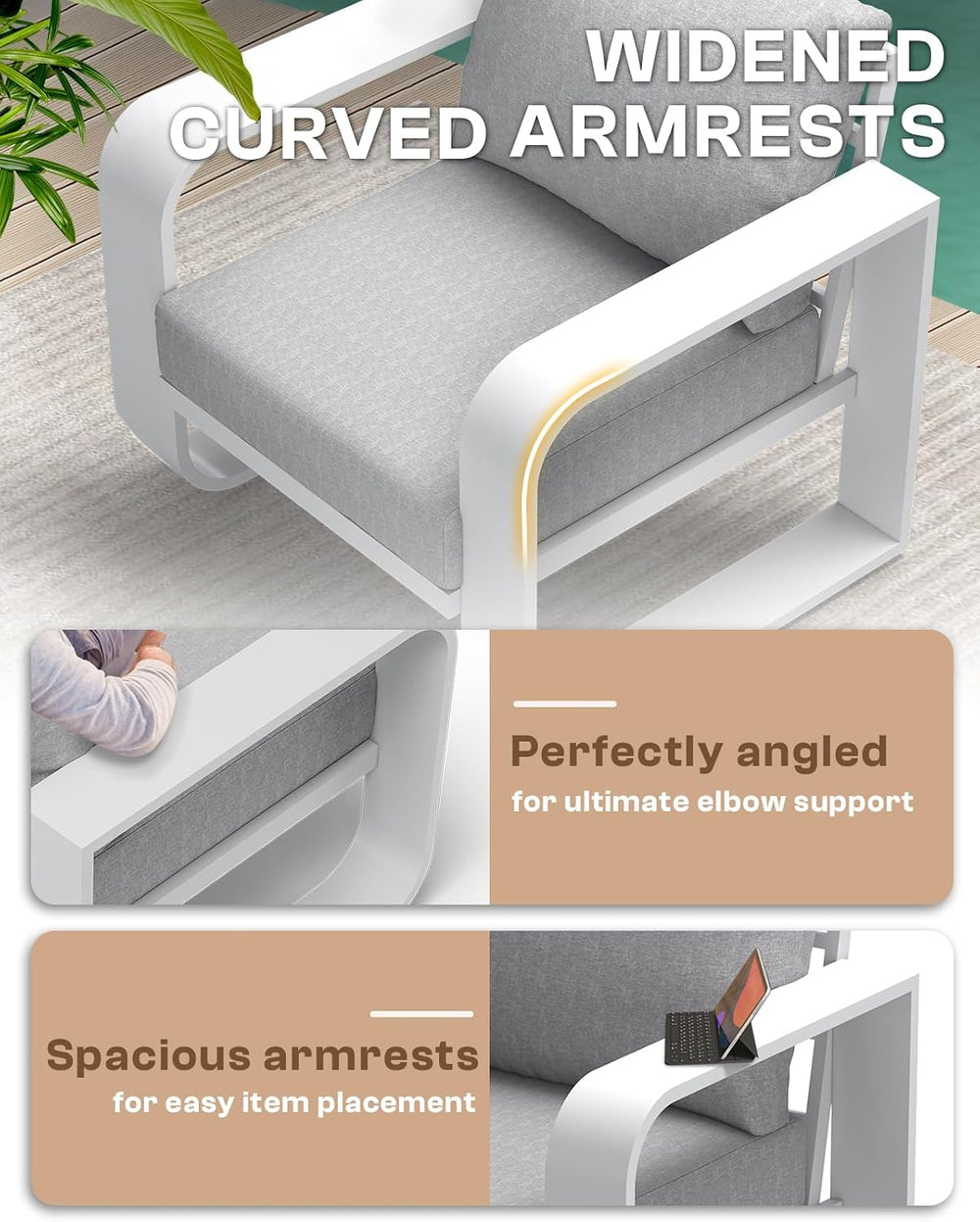 Oversized Aluminum Outdoor Furniture Set, Extra Large Patio Furniture Sofa Se...