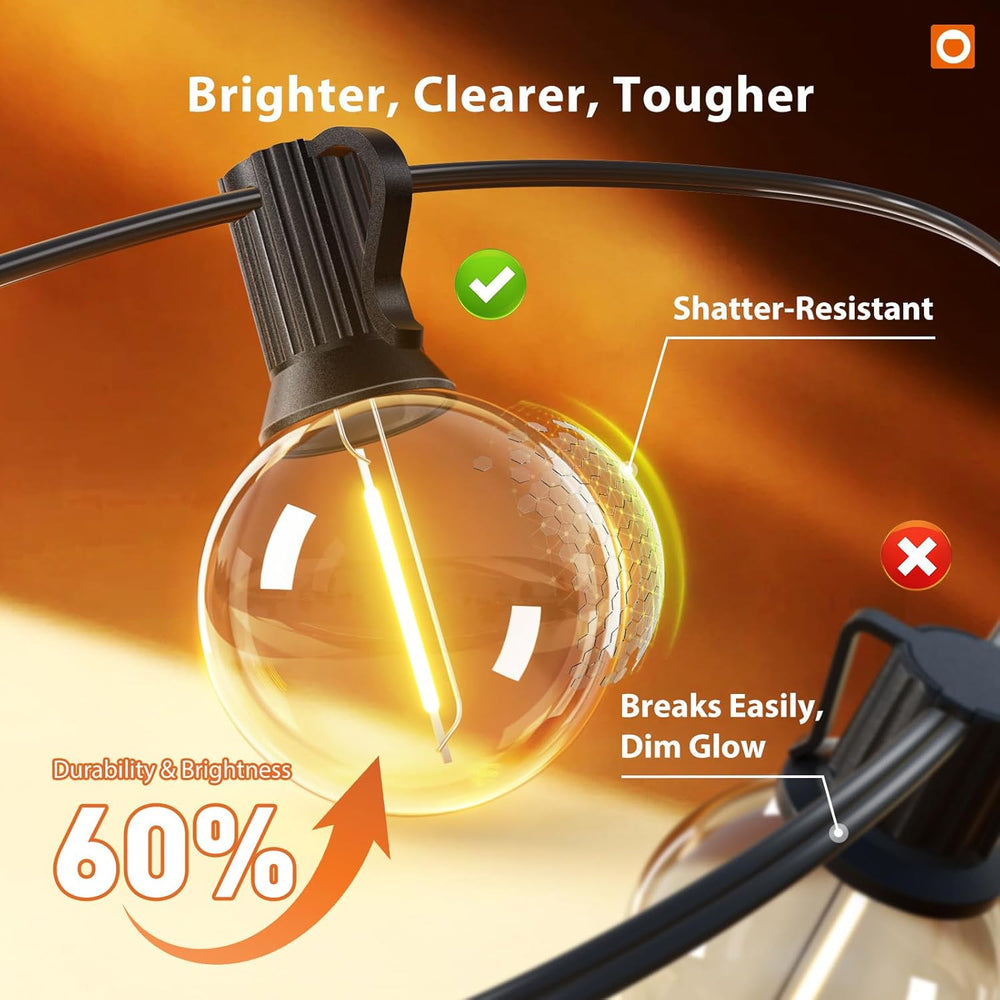 addlon Outdoor String Lights 100FT G40 with Remote 54 LED Shatterproof Bulb