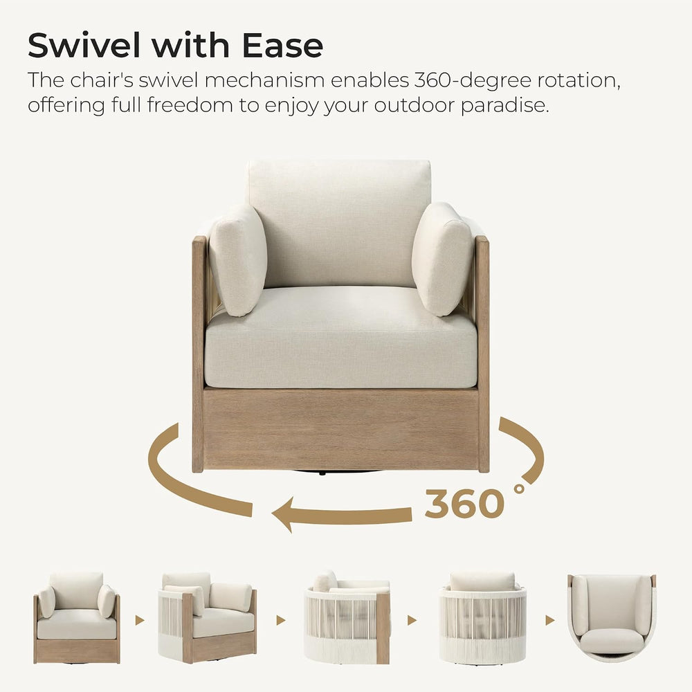 CHITA Acacia Outdoor Patio Swivel Accent Chair, Fully Assembled