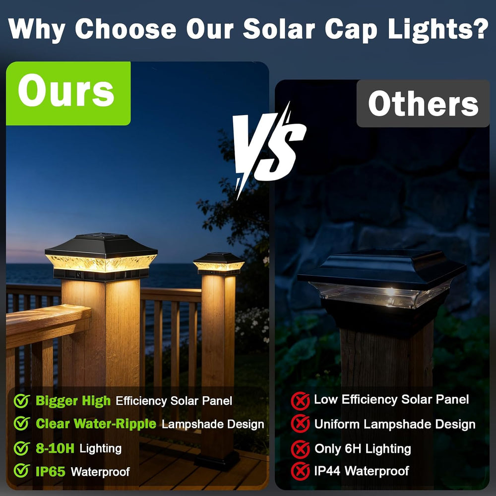 Brightever 4x4 3.5x3.5 Solar Post Cap Lights 6-Pack Black