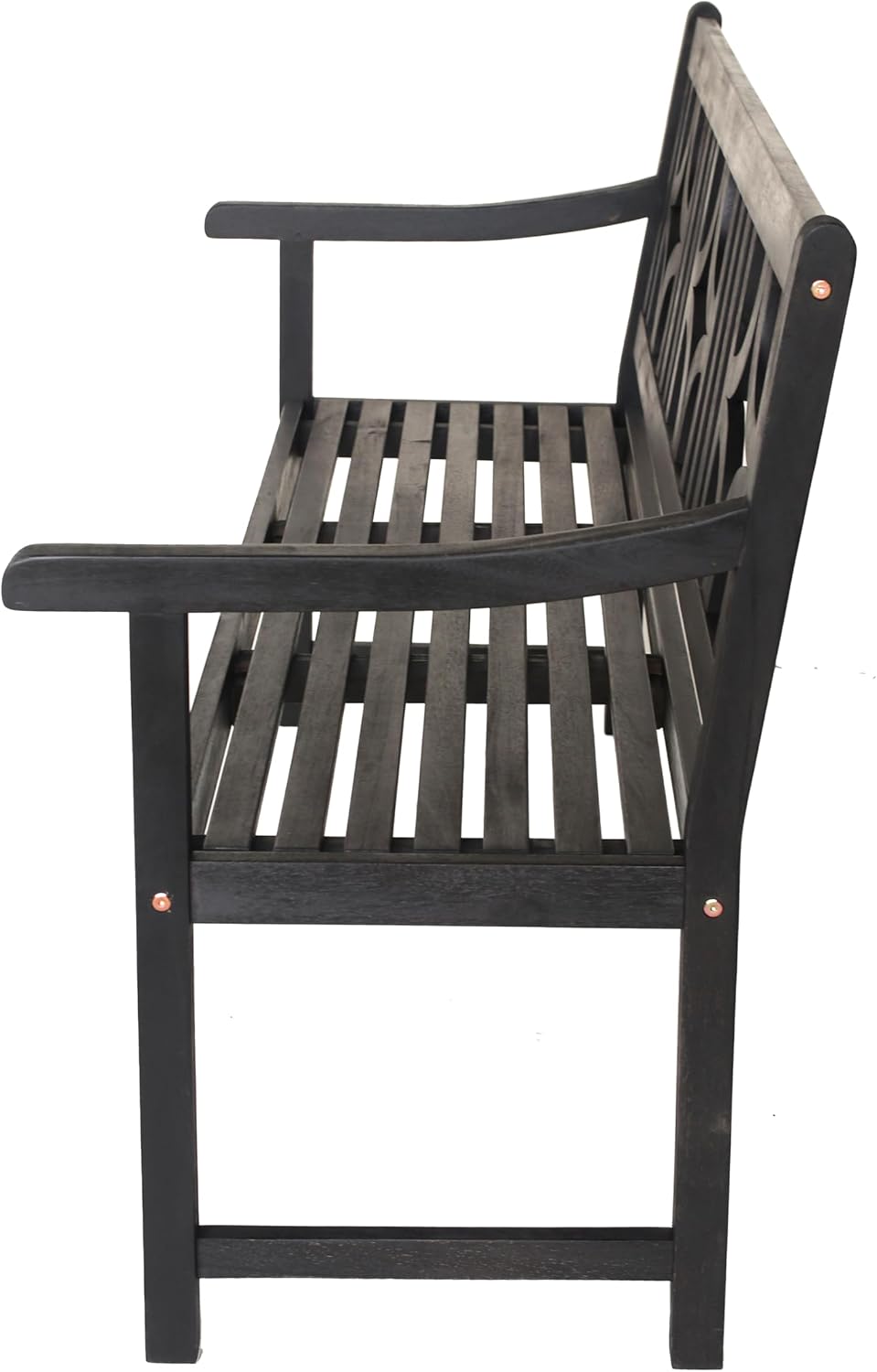 JONATHAN Y Sloane 59" Ogee Diamond Back Acacia Wood Outdoor Bench, Black