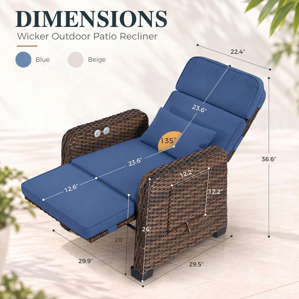 Restland Upgraded Outdoor Recliner with Independent Adjustable Back & Foot