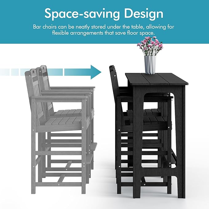 Ciokea Outdoor Bar Height Table Set of 5, 60" Extra Long Rectangle High ...