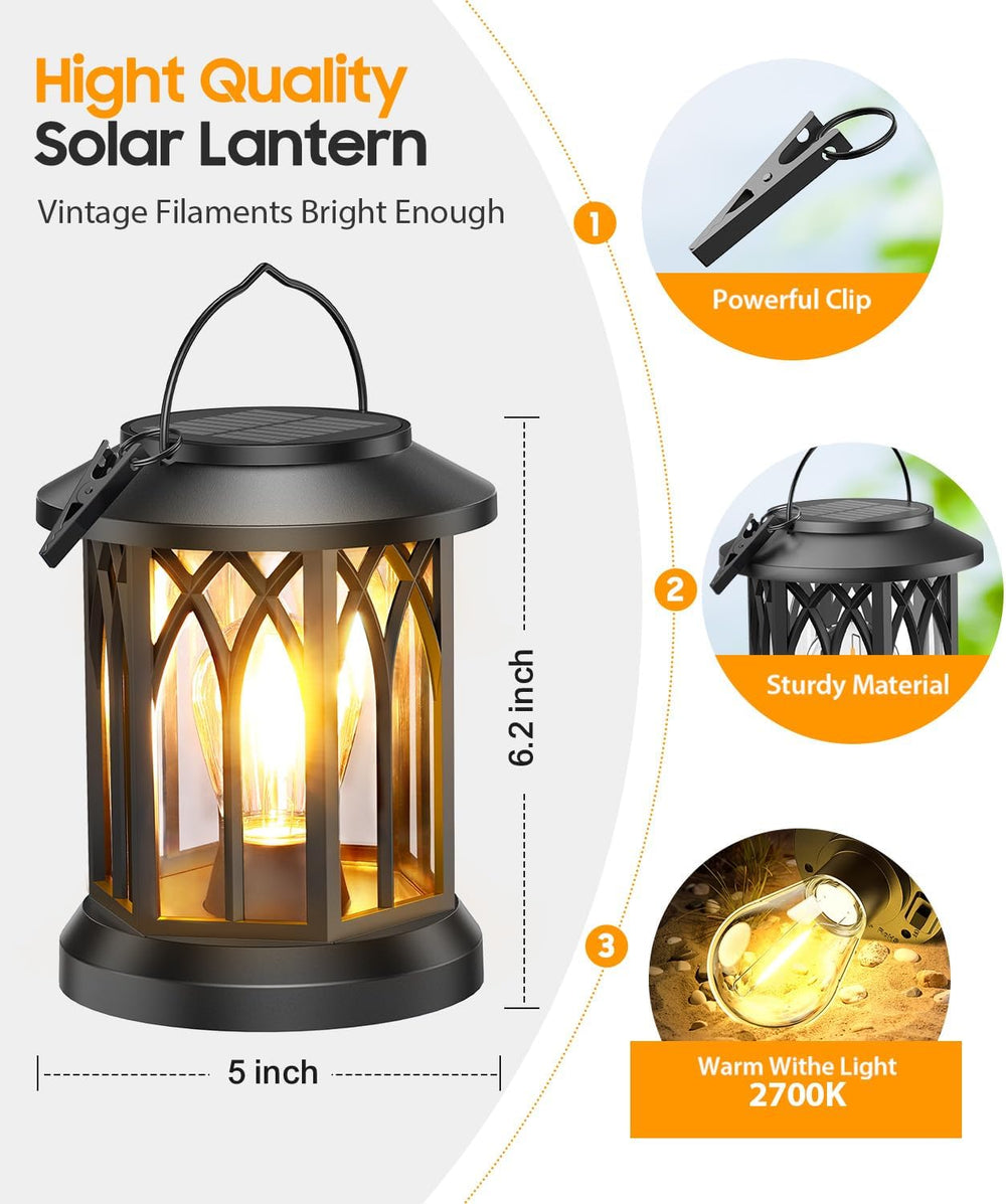 Solar Lanterns Outdoor Waterproof, Upgraded Hanging Solar Lights