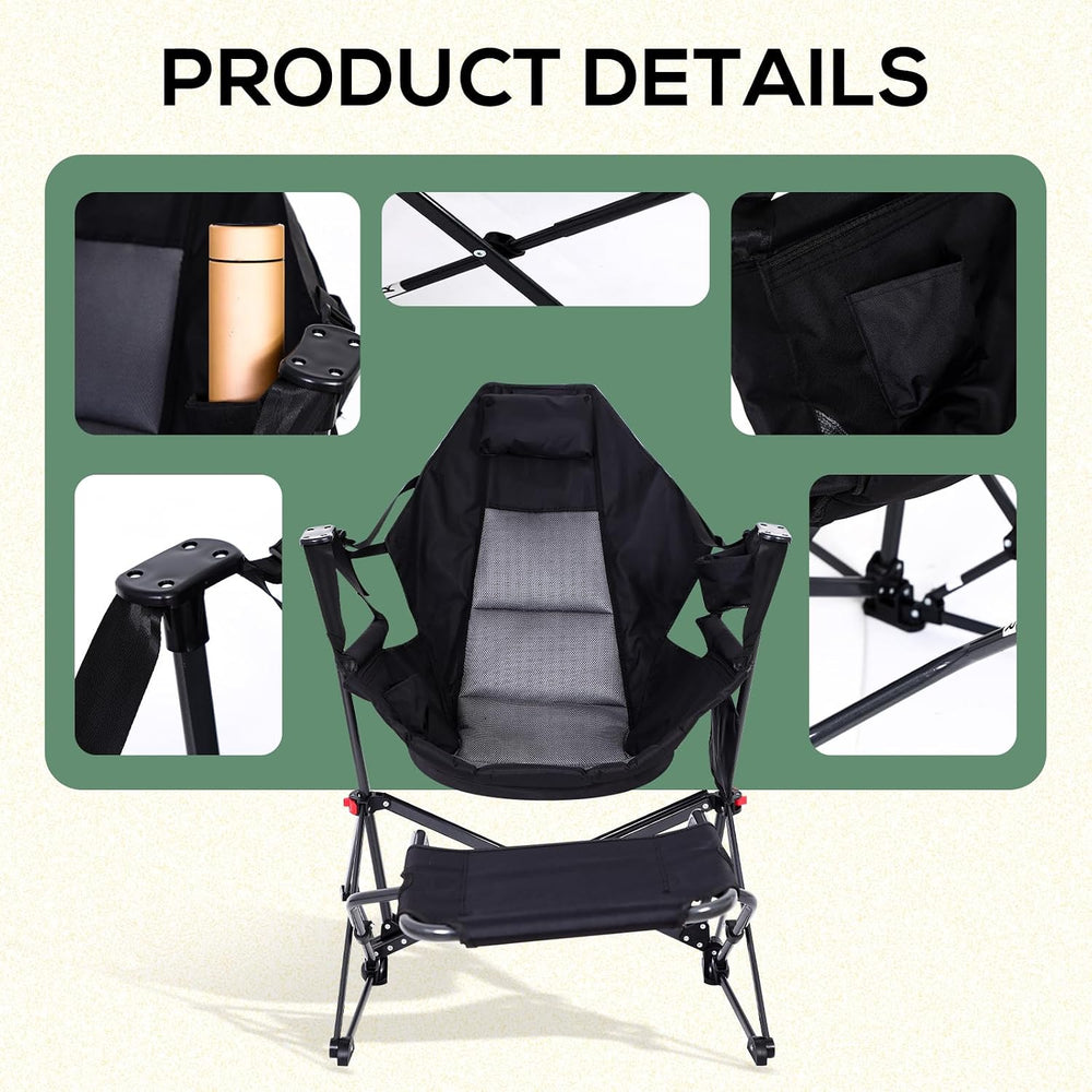Hammock Chair with Footrest, Hammock Chair, Rocker Camping Chair, Swinging Ch...
