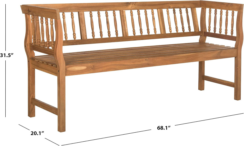 SAFAVIEH Outdoor Brentwood Wood Bench, 72.1" Natural PAT6732A