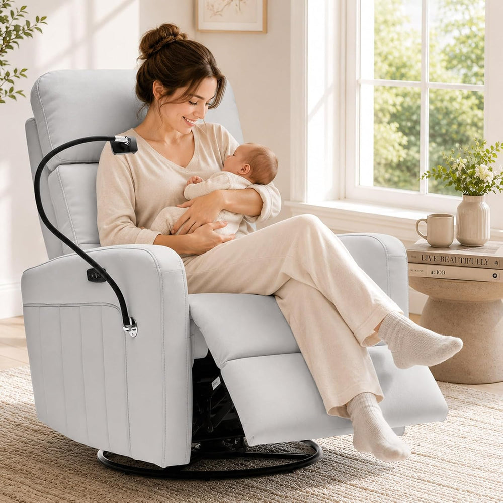 AIRSKY Power Swivel Rocking Recliner Chair with Power Headrest