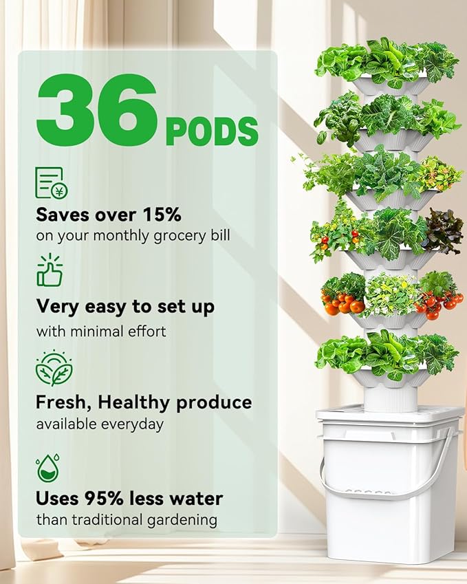 Vertical Hydroponics Growing System Kit, Indoor Outdoor Gardening System Kits...