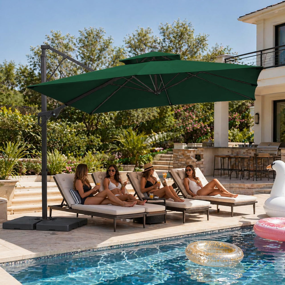 JEAREY 10x10 ft 2-Tier Cantilever Patio Umbrella, Outdoor Offset Umbrella