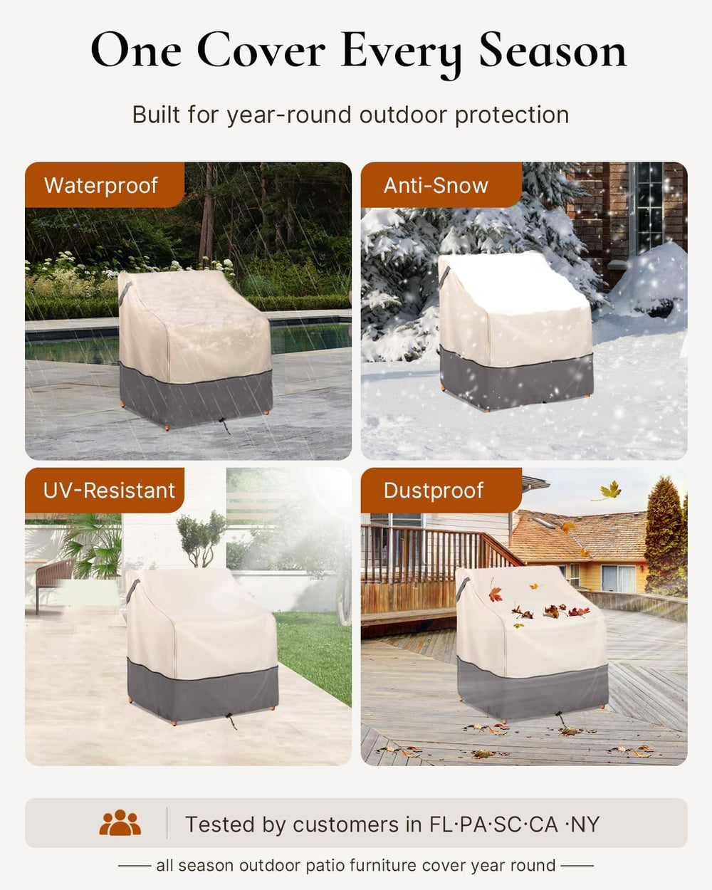 Waterproof Patio Furniture Chair Cover, 33"W x 34"D x 31"H