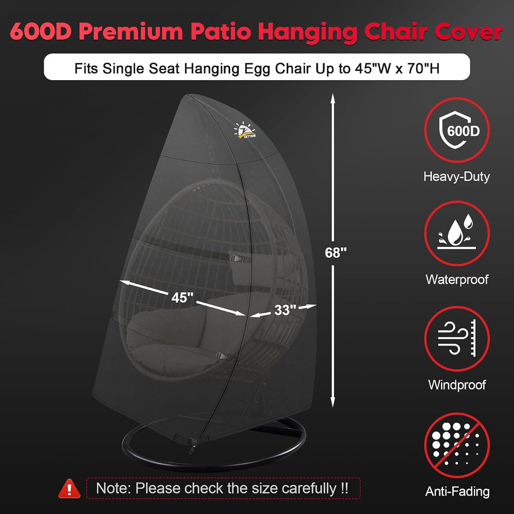 Egg Chair Cover - Single Seat Hanging Egg Chair Cover, Waterproof Outdoor Han...