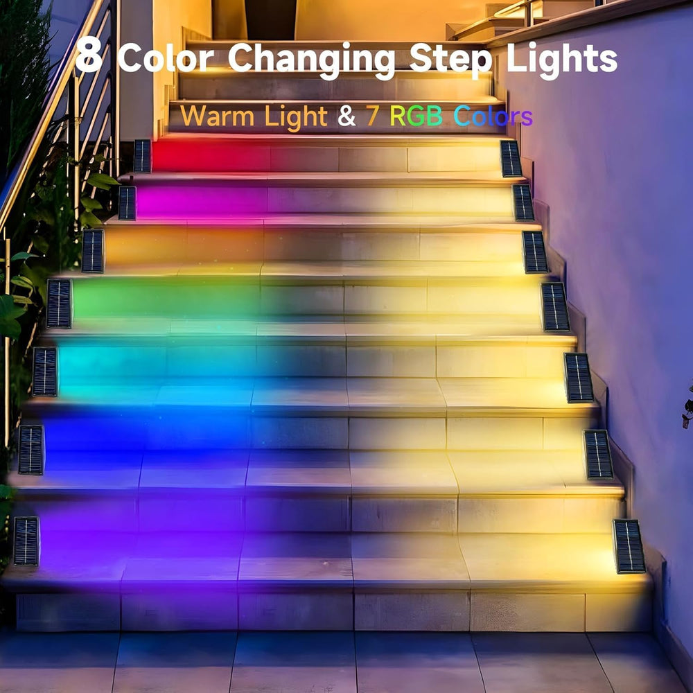 Solar Step Lights Outdoor, 6 Pack Solar Stair Lights Waterproof, Warm White/7...