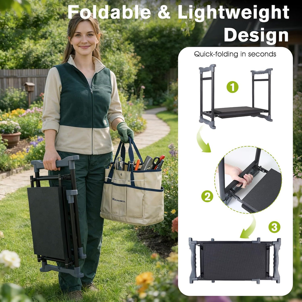Garden Kneeler and Seat with Umbrella,Heavy Duty Gardening Bench and Stool