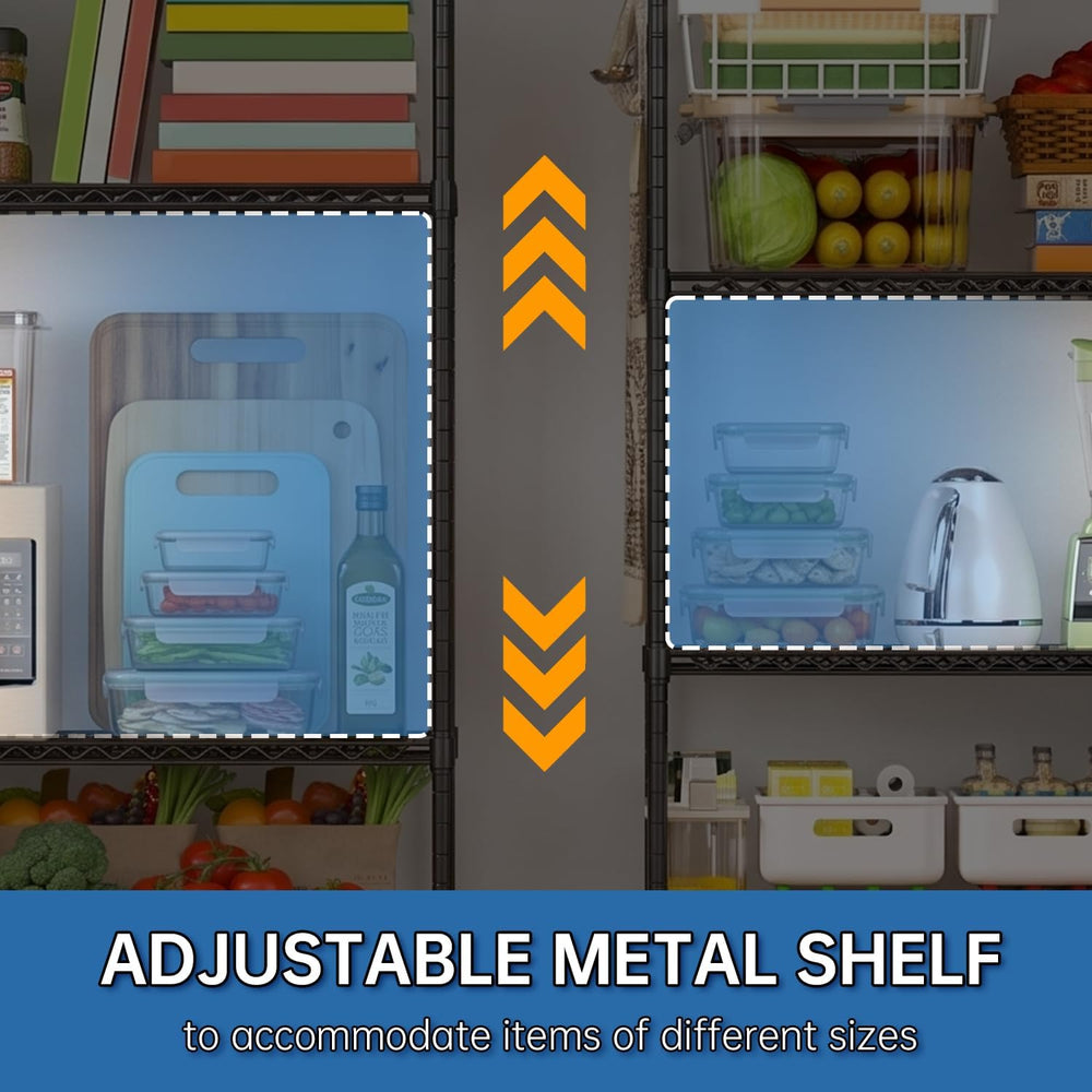 5 Tier 36" W x 14" D x 74" H Rolling Wire Metal Storage Shelve...