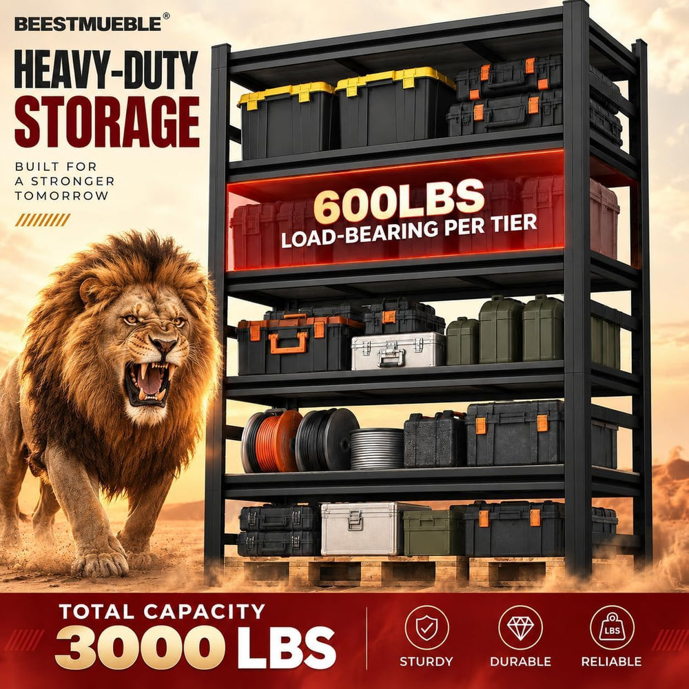 Garage Shelving, Heavy Duty Adjustable Metal Shelves with Anti-Tip Device