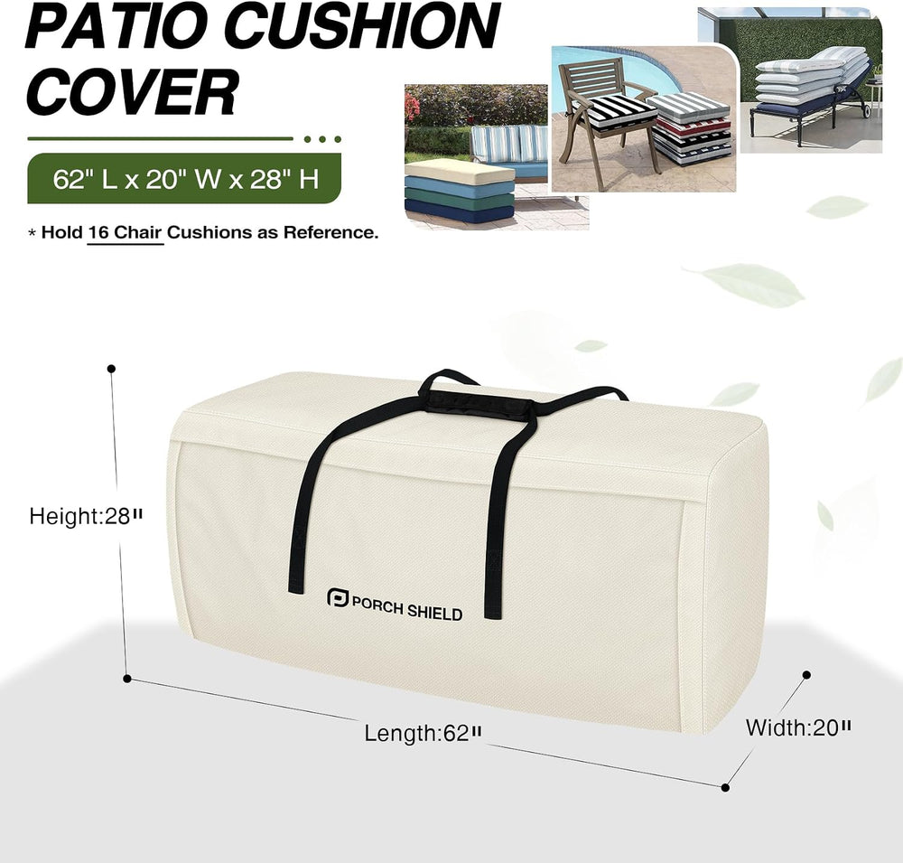 Porch Shield Outdoor Cushion Storage Bag 62" L x 20" W x 28" H...