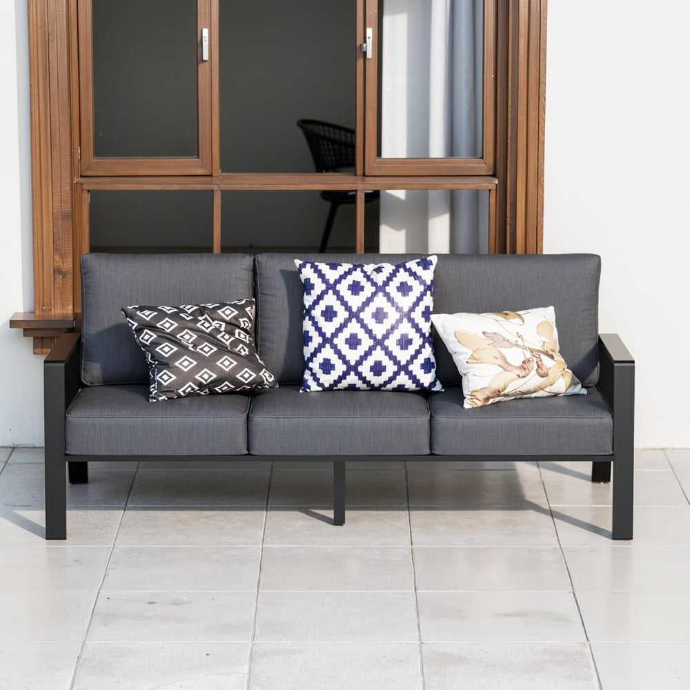 Outdoor Couch 3-Seat All-Weather Metal Outdoor Sofa, Oversized Patio Couch, A...