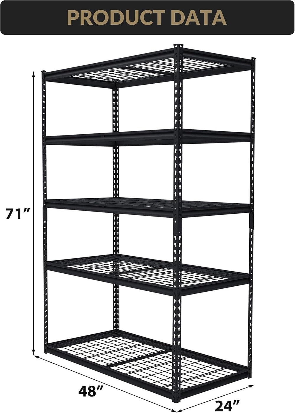 GarveeTech Heavy Duty Garage Shelving Unit, 48 in L x 24 in W x 72 in H Adjus...