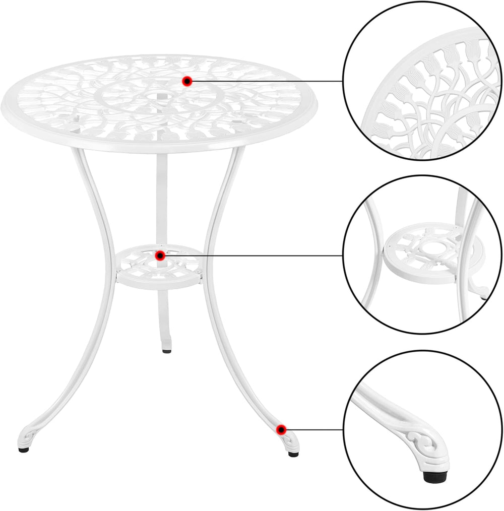 Patio Bistro Set 3-Piece Outdoor Cast Aluminum All Weather Rust-Resistant Bis...