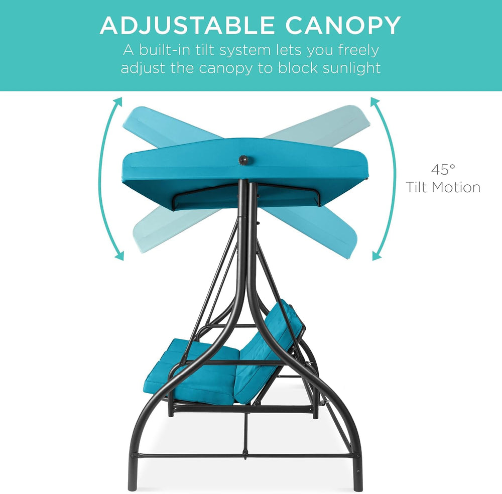 Best Choice Products 3-Seat Outdoor Large Converting Canopy Swing Glider, Pat...