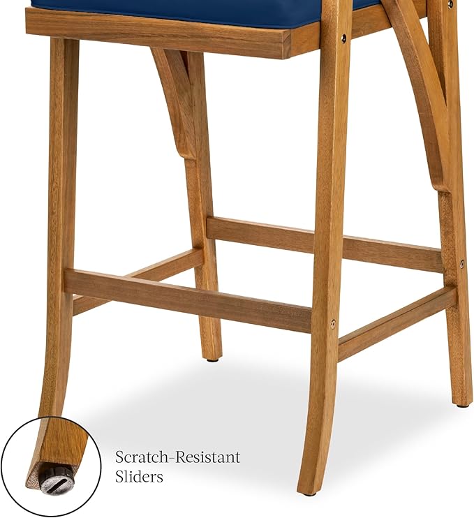Best Choice Products Set of 2 Outdoor Acacia Wood Bar Stools Bar Chairs for P...