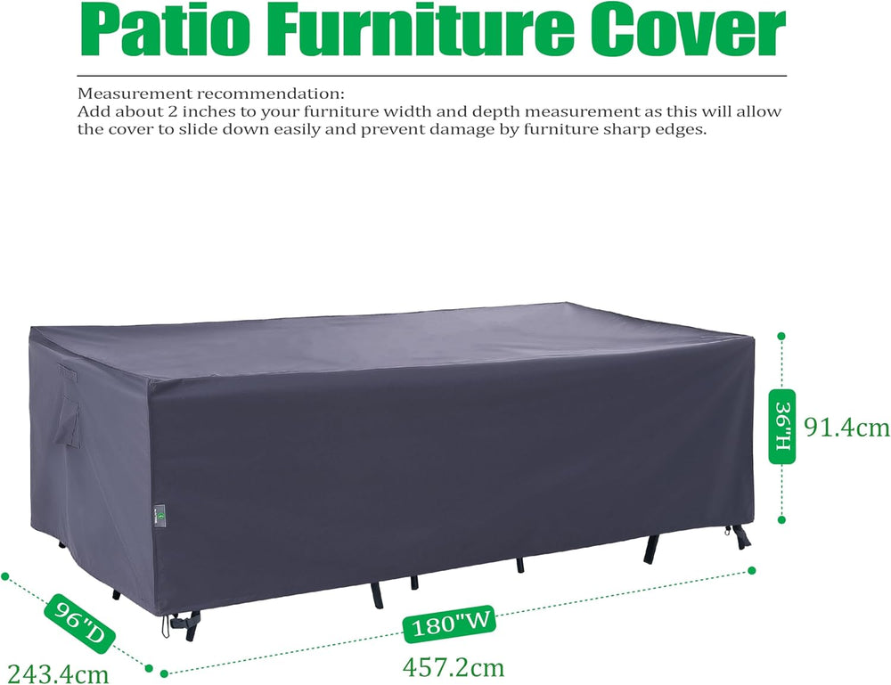 F&J Outdoors Extra Large Patio Furniture Covers, Grey, 180"W x 96&qu...