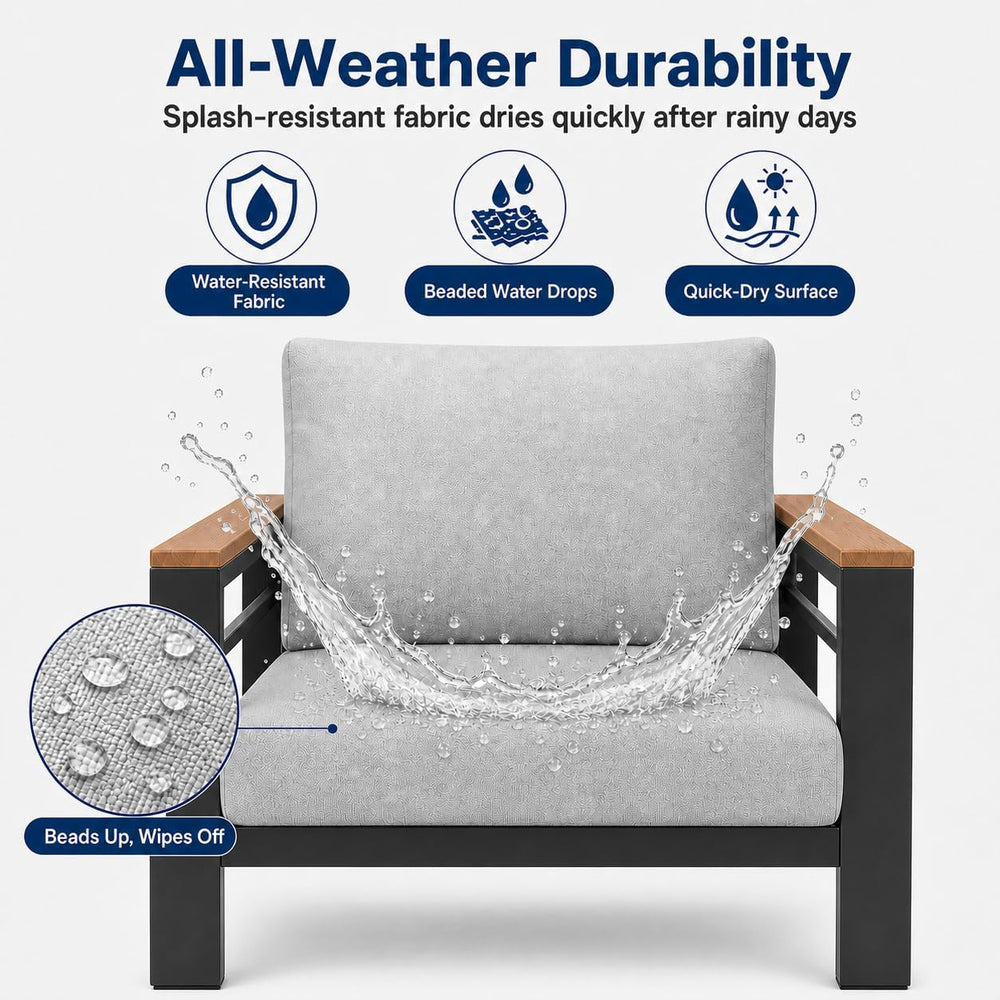 Aluminum Outdoor Patio Furniture, 4 Piece 5-Seat Conversation Set with 2 Chai...