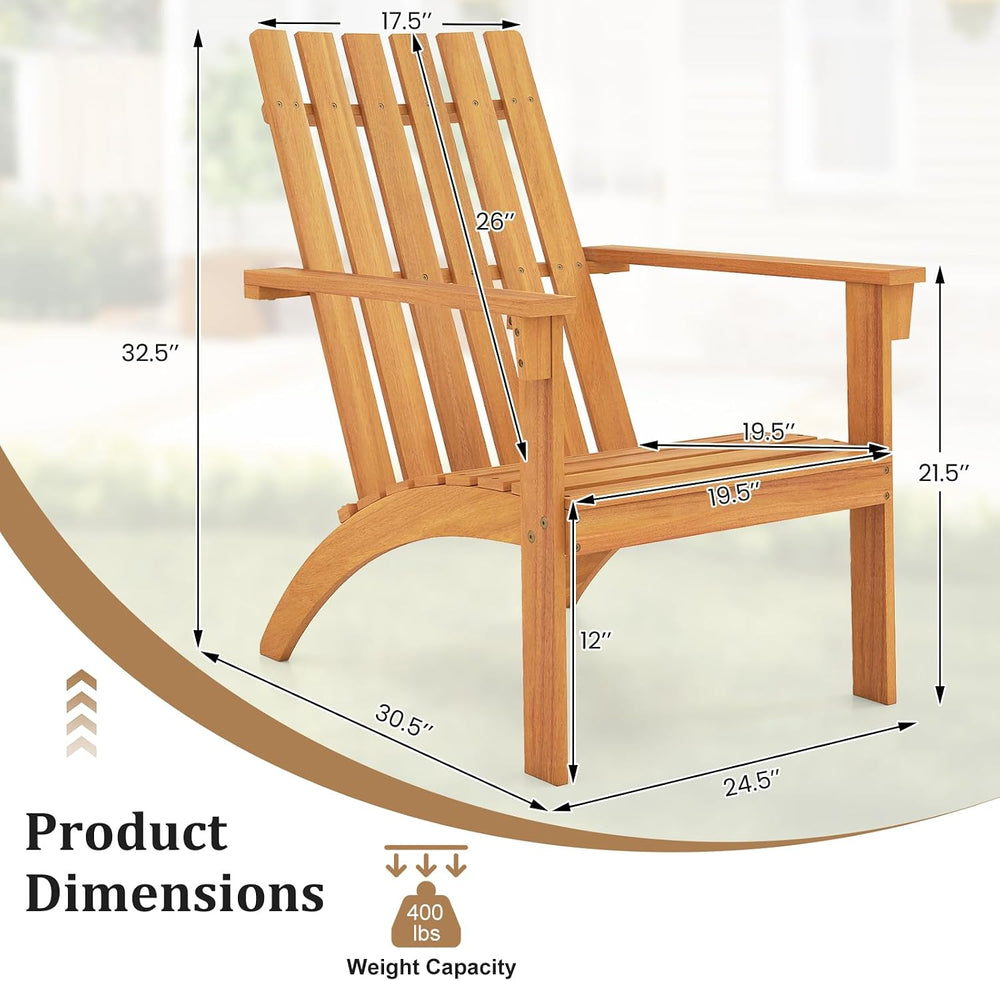 Tangkula Outdoor Adirondack Chair, Solid Acacia Wood Fire Pit Chair with Incl...