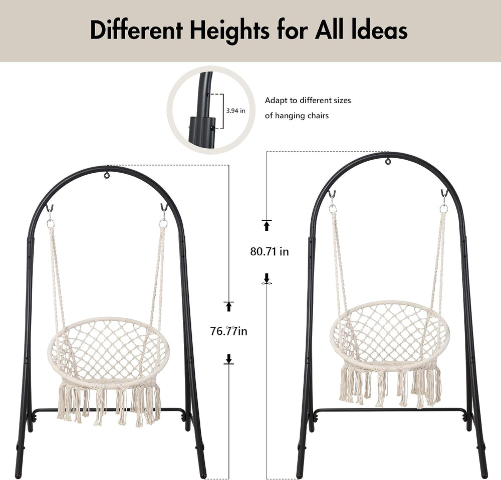 ANOW Adjustable Hammock Chair Stand, Heavy Duty Hanging Chair Stand, Black