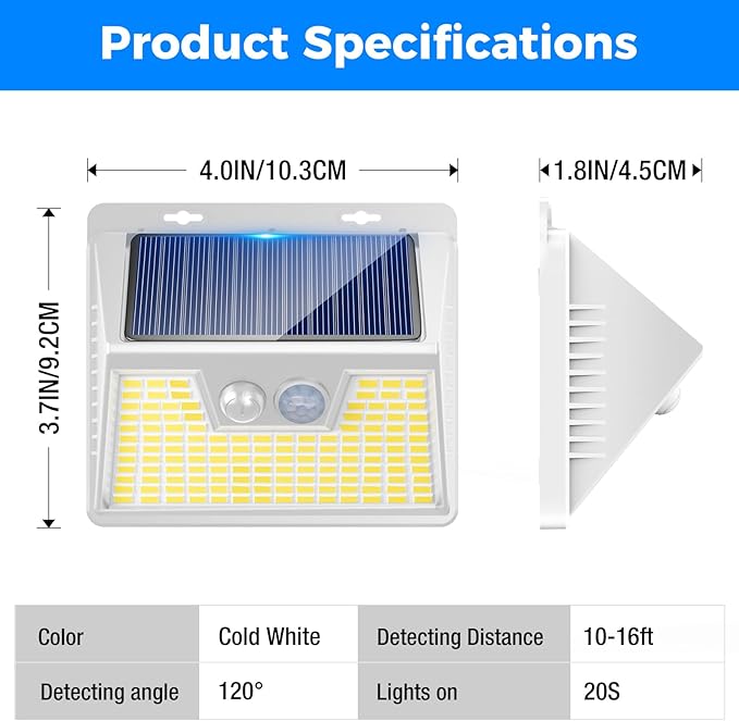 Peasur White Solar Lights Outdoor Waterproof, 8 Pack 140LED Bright Motion Sen...