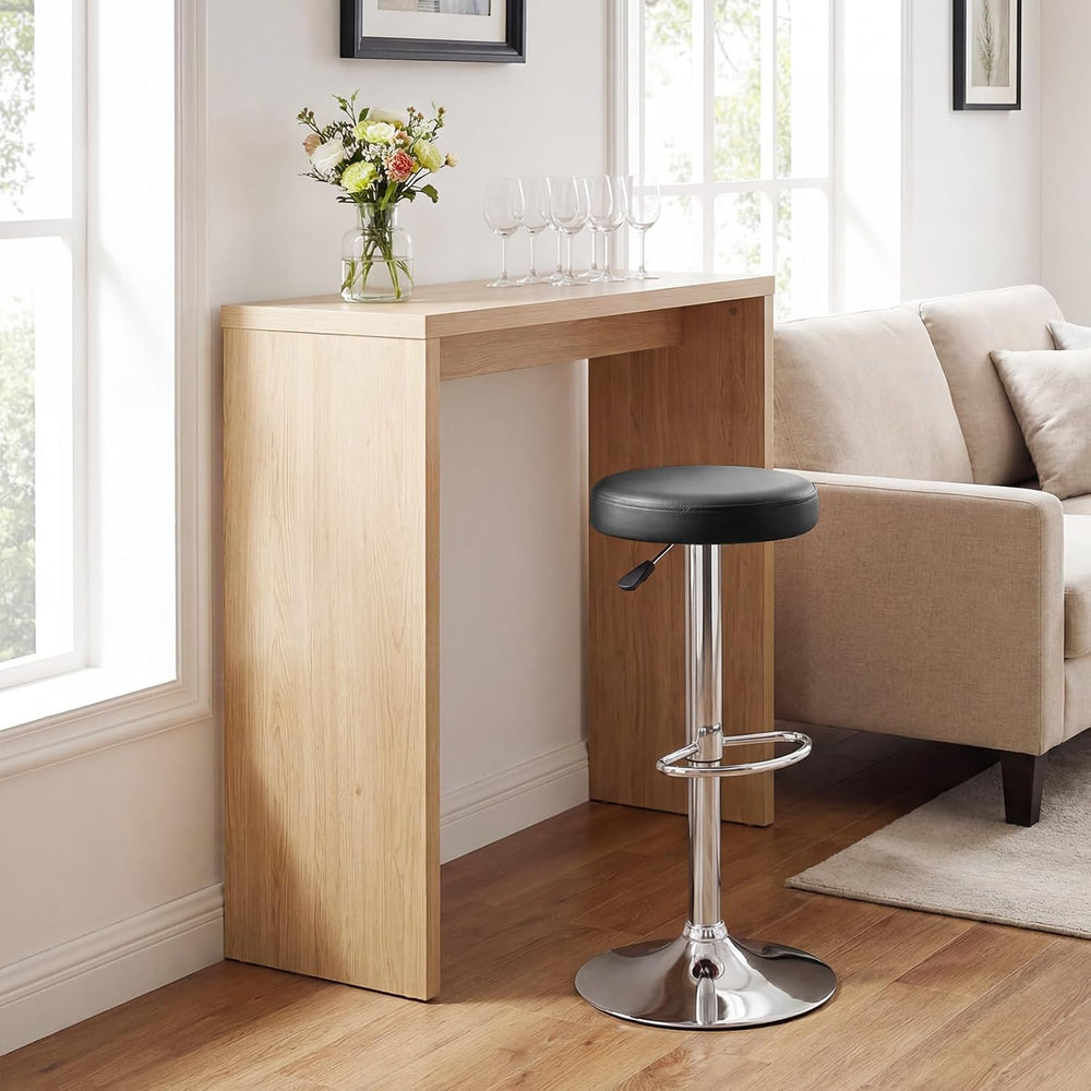 COSTWAY Height Adjustable Swivel Backless Round Bar Stools Set of 4, Black